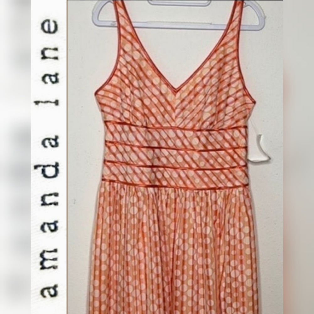 Amanda Lane NWT sleeveless sz 8 orange polka dots